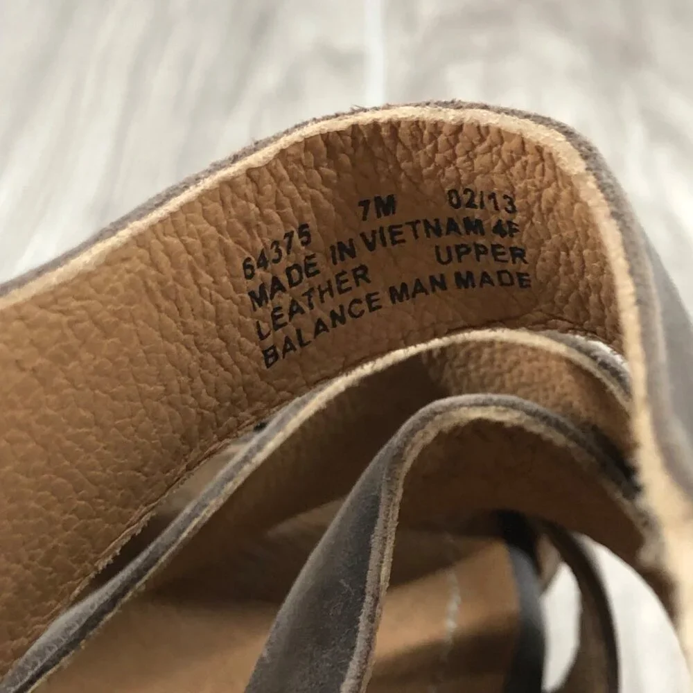 Clarks Indigo Wedge Sandals Womens 7M Taupe Leather Buckle Strap Espadrille